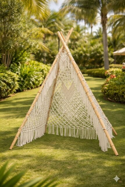 Large Luxury Bamboo Macrame Teepee